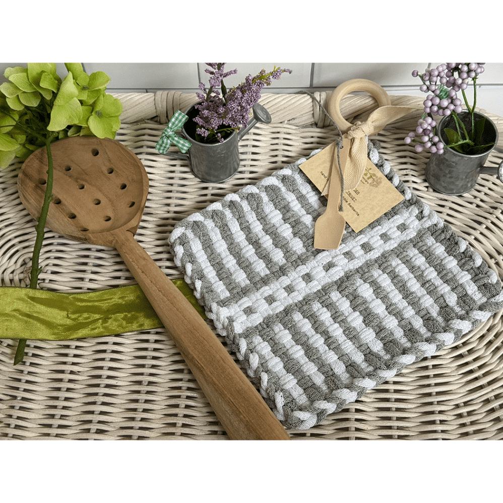 Neutral hand loomed Pot Holder that can also be used as a hot plate or trivet