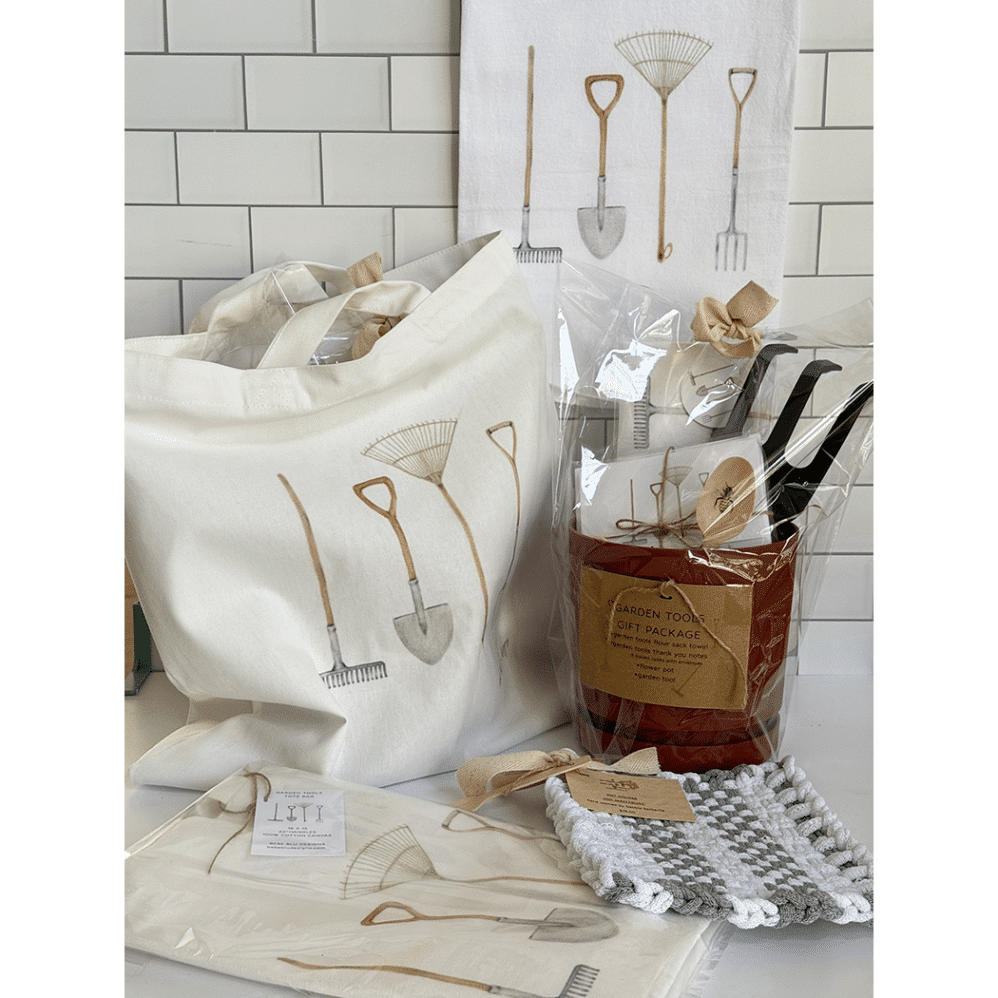 garden tote and towel staged