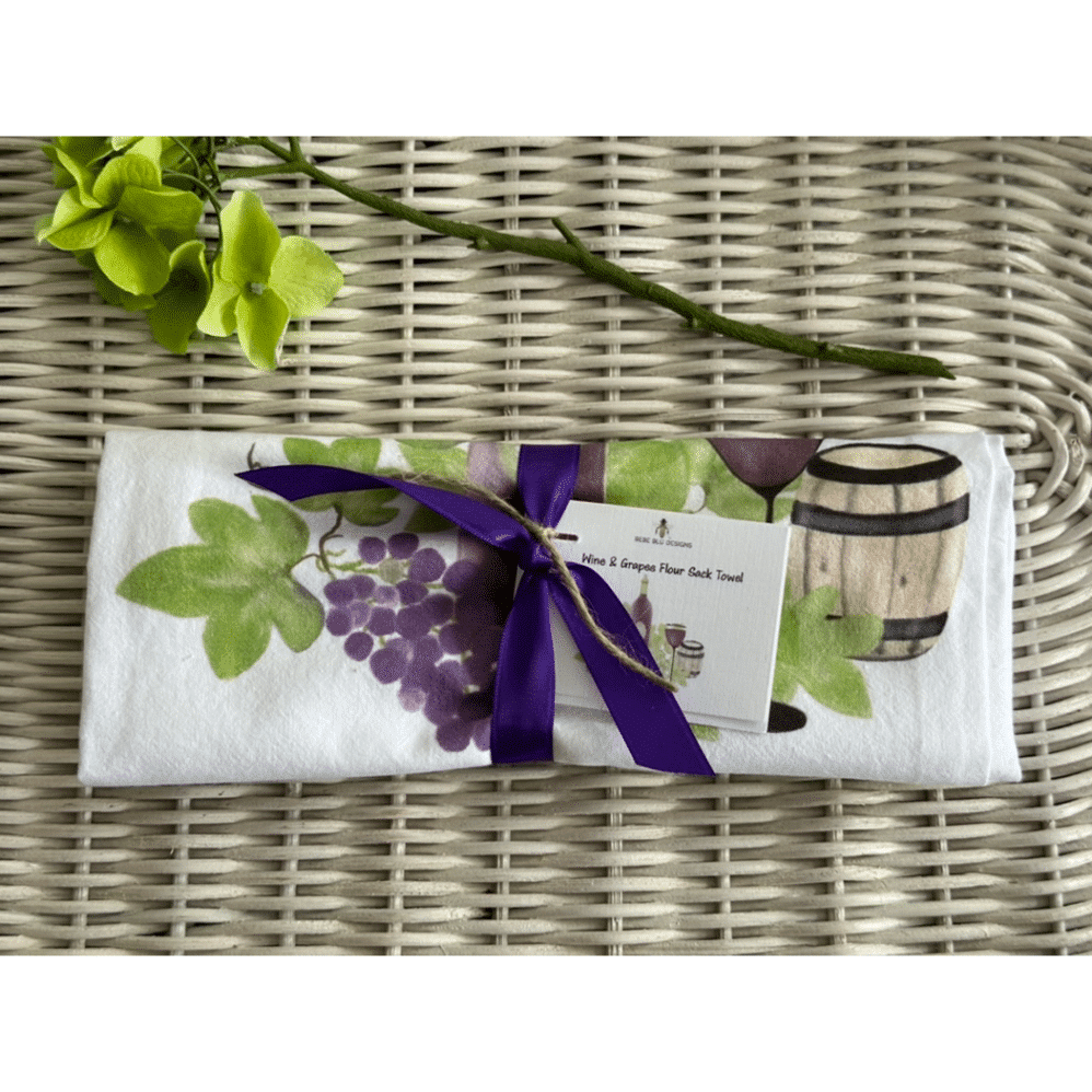 wine and grapes flour sack towel